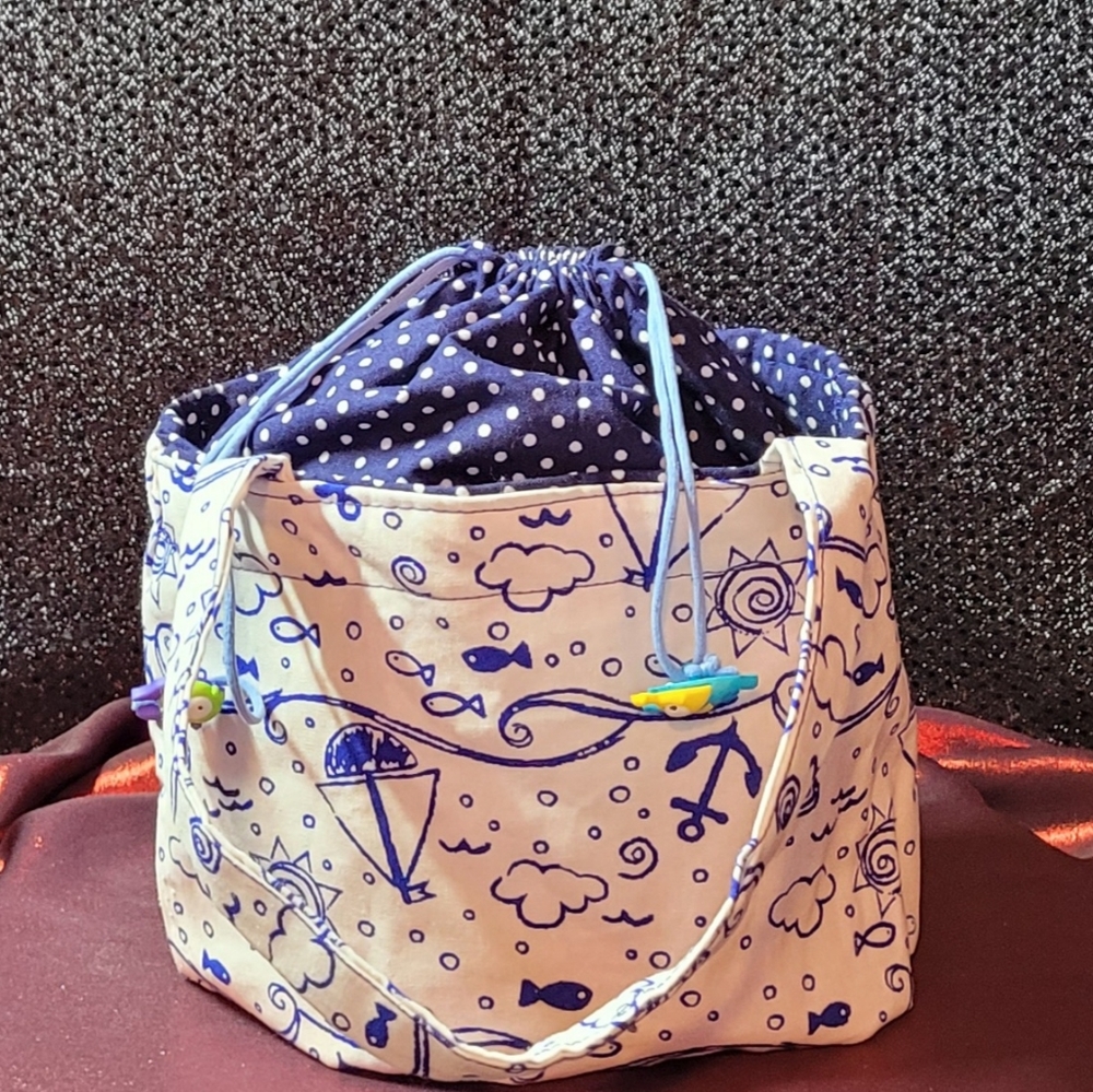 My Blue sea..Matey Drawstring bag